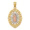 14K Tri-Color Gold Our Lady Of Guadalupe Pendant Charm Jewelry 34 x 18 mm